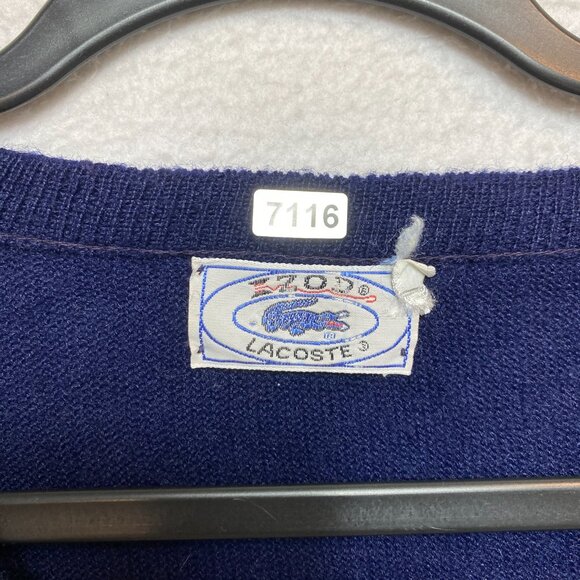 VINTAGE Lacoste Izod Sweater Mens XL Blue UNION MADE V-Neck Pullover - Picture 2 of 11